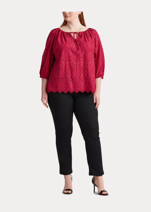 Women's Ralph Lauren Eyelet Elbow-Sleeve Tops | 506189PFY